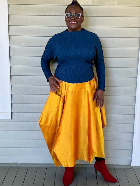 DTH Architect Skirt in 100% Silk Dupioni (Sunshine Yellow)