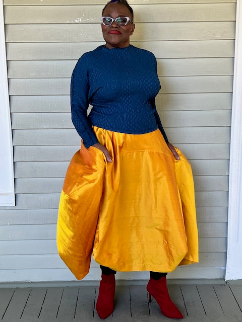 DTH Architect Skirt in 100% Silk Dupioni (Sunshine Yellow)