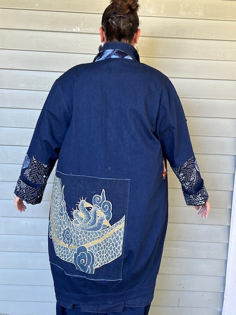 DTH Blue Denim Coat with Patches