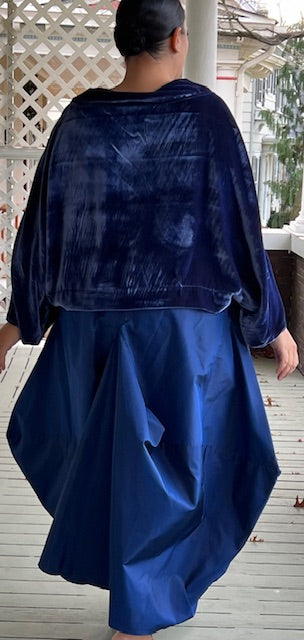 DTH Architect Skirt in 100% Silk Blue Taffeta