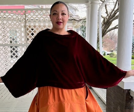 DTH Silk Velvet Shrug (Brick Red)