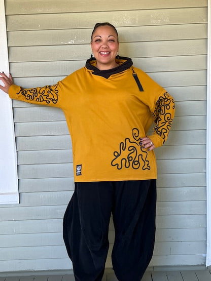 100% Cotton "Keith Haring-Style” Print Sweatshirt (Mustard, Red, or Black)