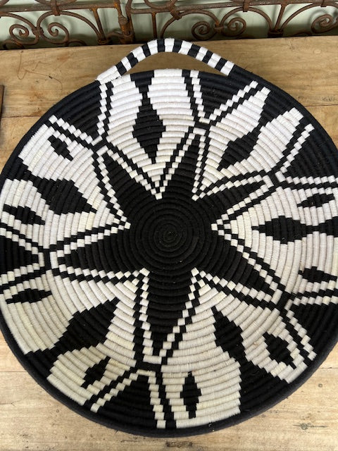 Black and White Moroccan Tray Basket (Star)