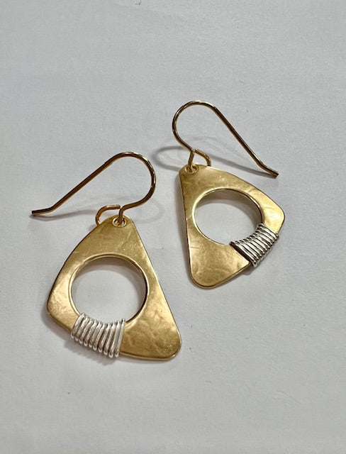 Gold Triangles with Silver Wire Wrapped