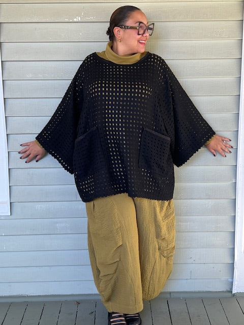 DTH 100% Felted Wool Lattice Sweater