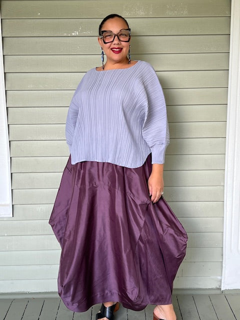 DTH Architect Skirt in 100% Shantung Silk (Eggplant)