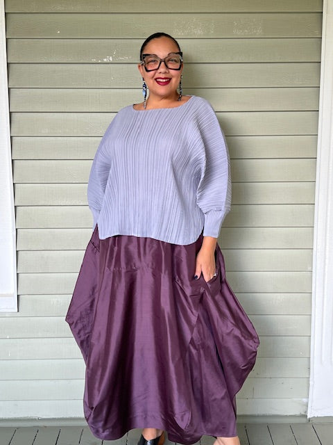 DTH Architect Skirt in 100% Shantung Silk (Eggplant)