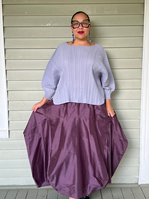 DTH Architect Skirt in 100% Shantung Silk (Eggplant)