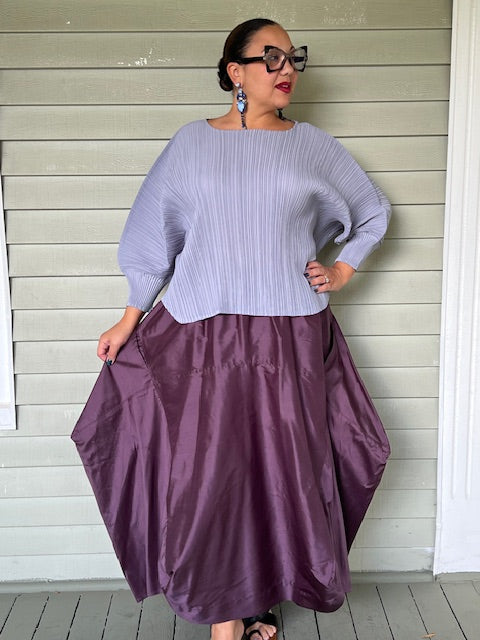 DTH Architect Skirt in 100% Shantung Silk (Eggplant)