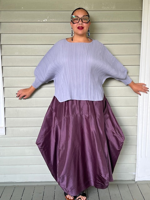 DTH Architect Skirt in 100% Shantung Silk (Eggplant)