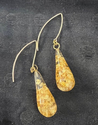 Eco-Resin Teardrop Earrings w/gold foil inlaid