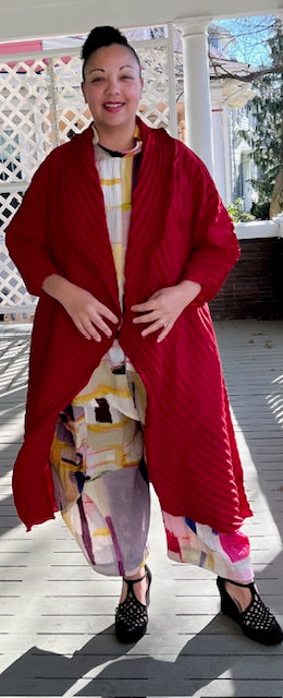 Vanite Couture Pleated Duster (Red)