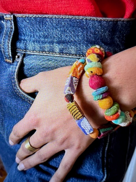 Kantha Bracelets Made from Recycled Fabric Necklace