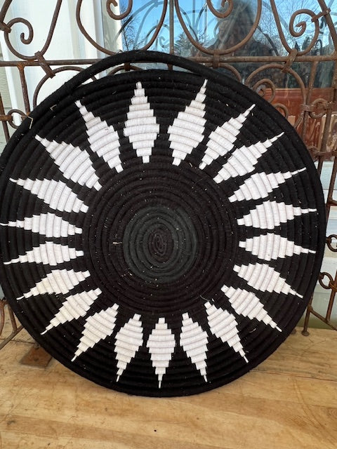 Black and White Moroccan Tray Basket (Diamonds)