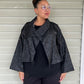 DTH 100% Silk Black Embossed Hibiscus Jacket