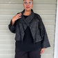 DTH 100% Silk Black Embossed Hibiscus Jacket