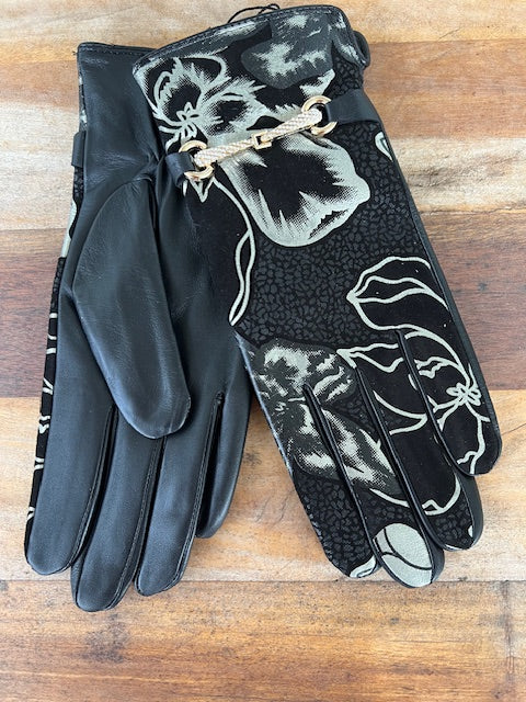 100% Sheepskin Leather Gloves - Madonna (Black/White)