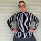 Vanite Couture Zebra Print Pleated Top (Black/White)