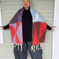 Cashmere  Silk Blend Geometric Wrap In Blue/Red