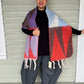 Cashmere  Silk Blend Geometric Wrap In Blue/Red