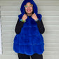 Blue Faux Fur Long Hooded Vest