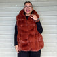 Cocoa Faux Fur Long Hooded Vest