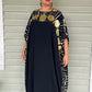 Black kaftan with  Big Gold Polka Dots