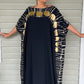 Black kaftan with  Big Gold Polka Dots