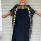 Black kaftan with  Big Gold Polka Dots