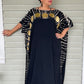 Black kaftan with  Big Gold Polka Dots