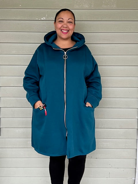 100% Cotton Oversized Zip-Up Hoodies (Forest Green or Teal)