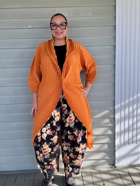 Vanite Couture Pleated Duster (Orange)