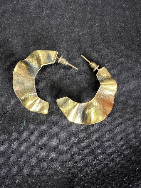 Brass Rippled Earrings