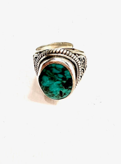 Expandable Sterling Silver Ring with Turquoise