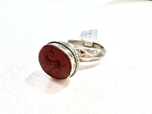 Sterling Silver and Cornelian Rajistan Ring