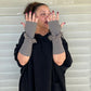 Gray Fingerless Gloves with Fringe