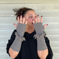 Gray Fingerless Gloves with Fringe