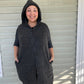 Dark Gray Wool Blend Vest with Hood and front zipper