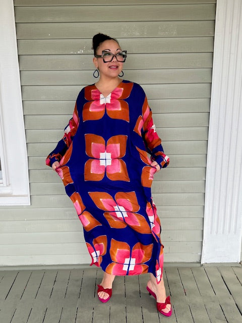 Hand Dyed Silk Long Caftan Style Dress