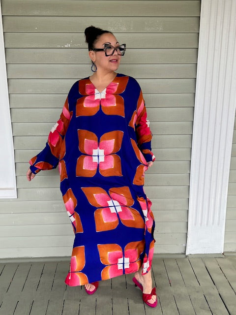 Hand Dyed Silk Long Caftan Style Dress