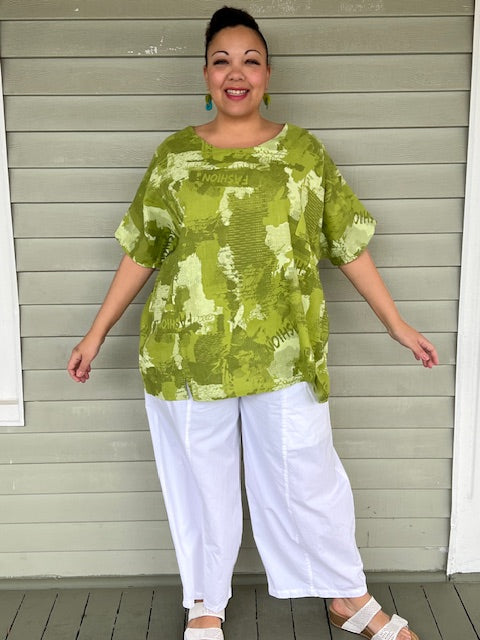 Linen Lime Green Fashion Top