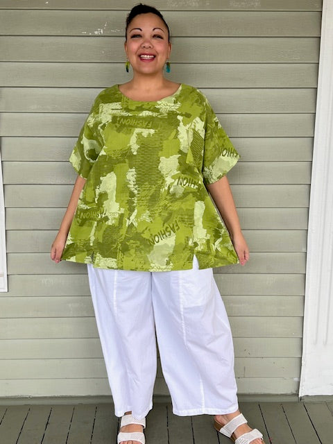 Linen Lime Green Fashion Top