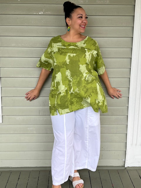 Linen Lime Green Fashion Top