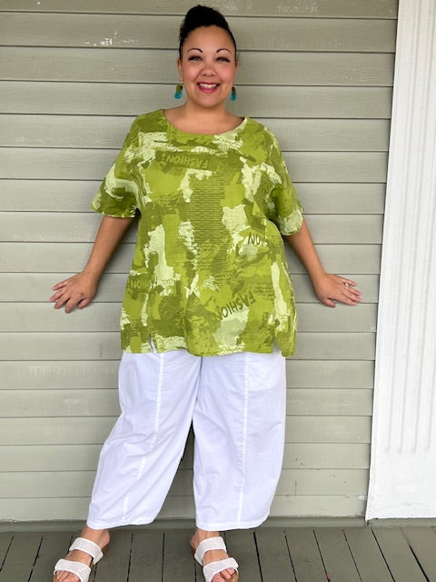 Linen Lime Green Fashion Top