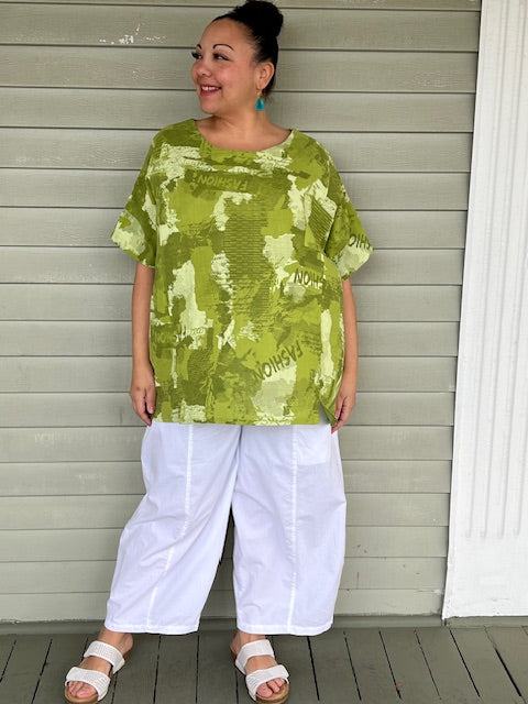 Linen Lime Green Fashion Top