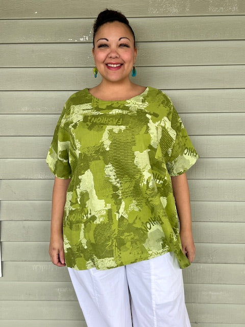 Linen Lime Green Fashion Top