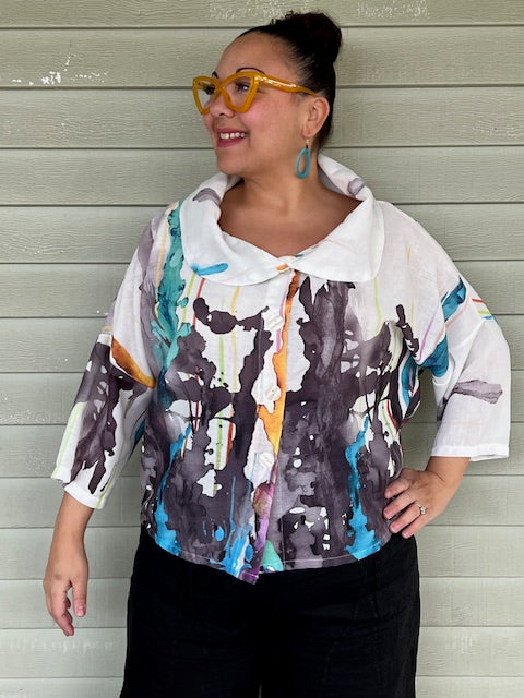 Hand Paint Blouse/Jacket (White)