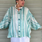 Hand Dyed Shibori Silk Button Down Shirt Mint )