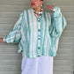 Hand Dyed Shibori Silk Button Down Shirt Mint )