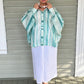 Hand Dyed Shibori Silk Button Down Shirt Mint )